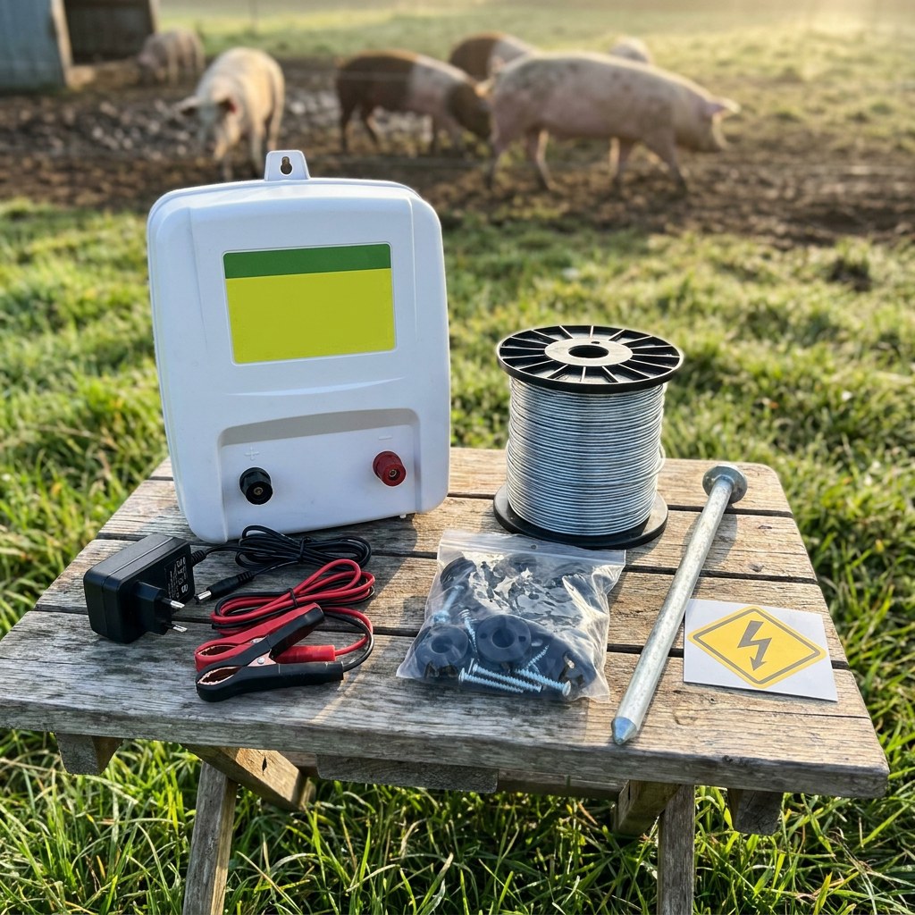 Комплект электропастуха AGRI 4500 для свиней, на деревянные столбики, 0.5 га