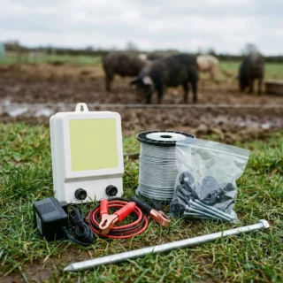 Комплект электропастуха для свиней AGRI 4500 на деревянные столбики, 1 га